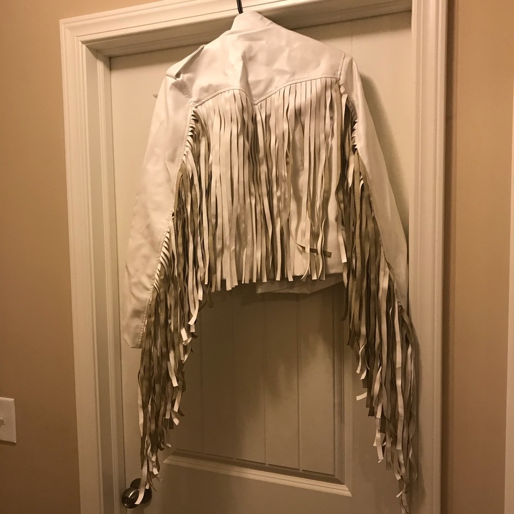 Off-white Pleather Fringe Jacket